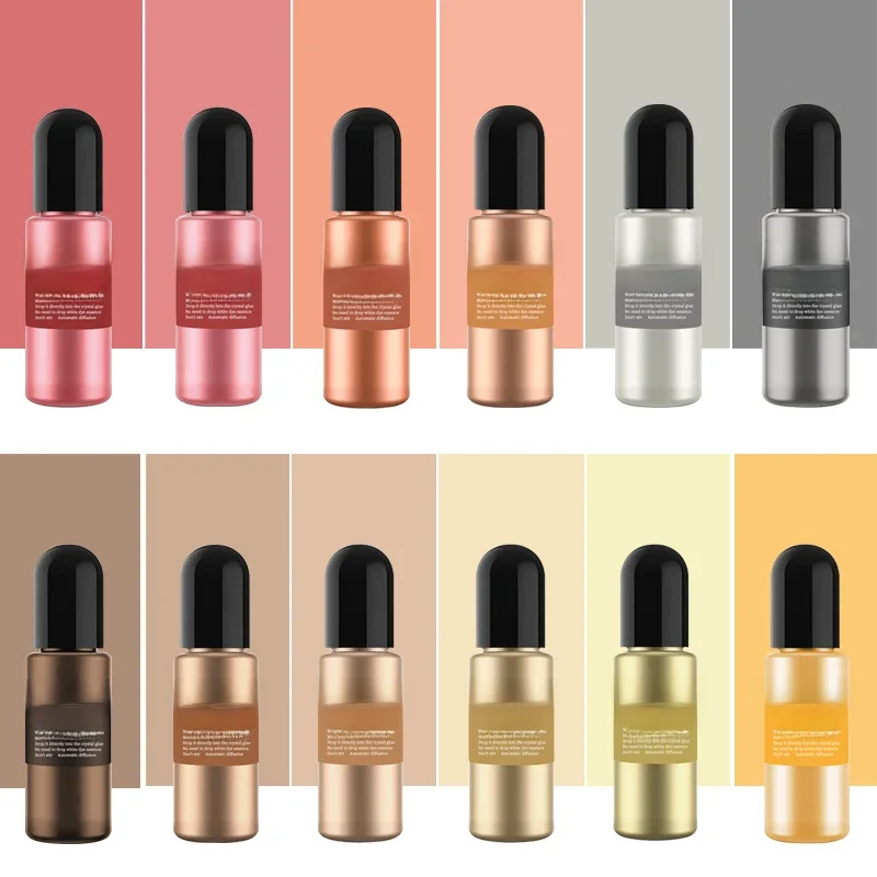 10ml résine métallique Pigment Art encre alcool liquide colorant colorant 3D Diffusion d'encre bricolage résine époxy moule fabrication de bijoux accessoires