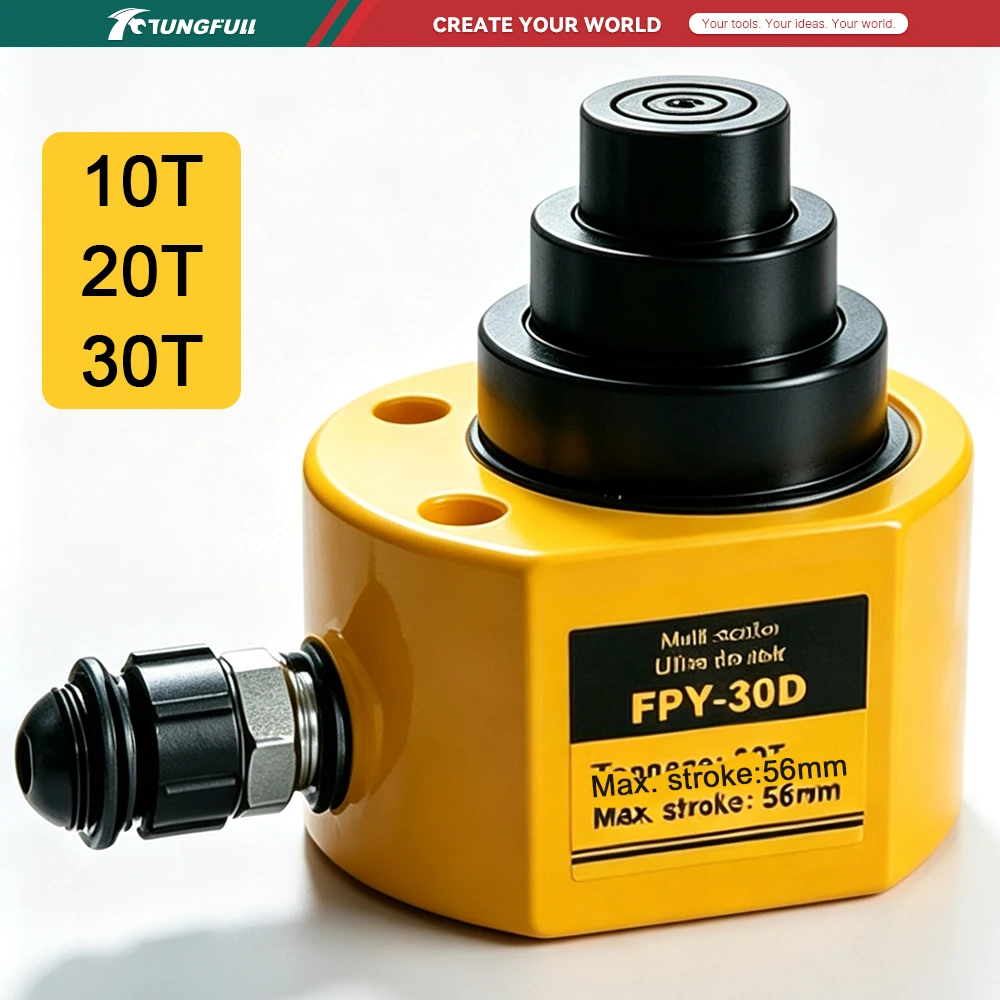 Portable Ultra-Thin Hydraulic Jack 10T 20T 30T Multi-Section Split Booster Hydrocylinder Vertical Lifting Jack 28/31/56mm Stroke