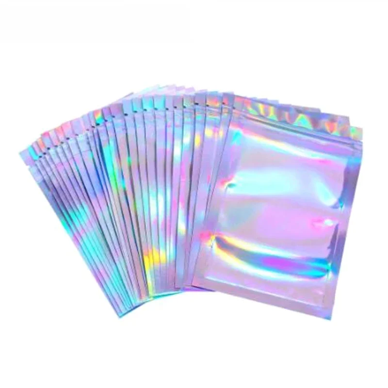 100 sztuk worek bąbelkowy przezroczyste torby zapinane na zamek holograficzna torba do przechowywania świąteczne opakowanie na prezenty skarpetki seksowna bielizna rękawiczki kosmetyki — zdjęcie produktu 7