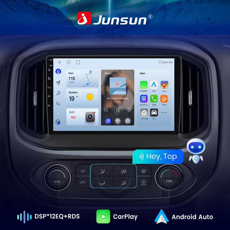 JunsunAndroid Wireless CarPlay Car Radio For Chevy Colorado GMC Canyon 2015 2016 2017 2018 2019 Built In Wireless Carplay Android Auto GPS Navigation Bluetooth 5.0 4G LTE 5G WiFi AI Voice Control