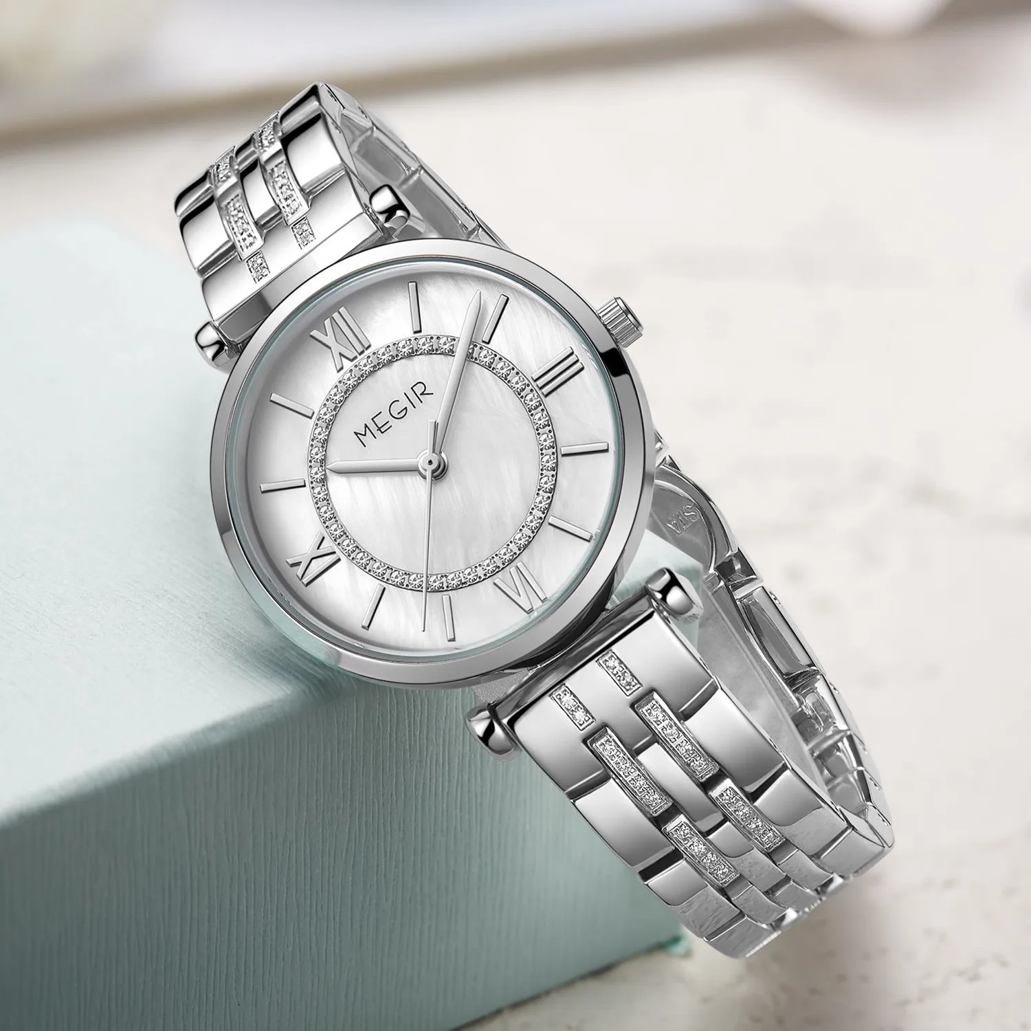 MEGIR Luxury Women Bracelet Quartz Watches Stainless Steel Band Waterproof Female Dress Wrist Watch Clock Ladies Montre Femme