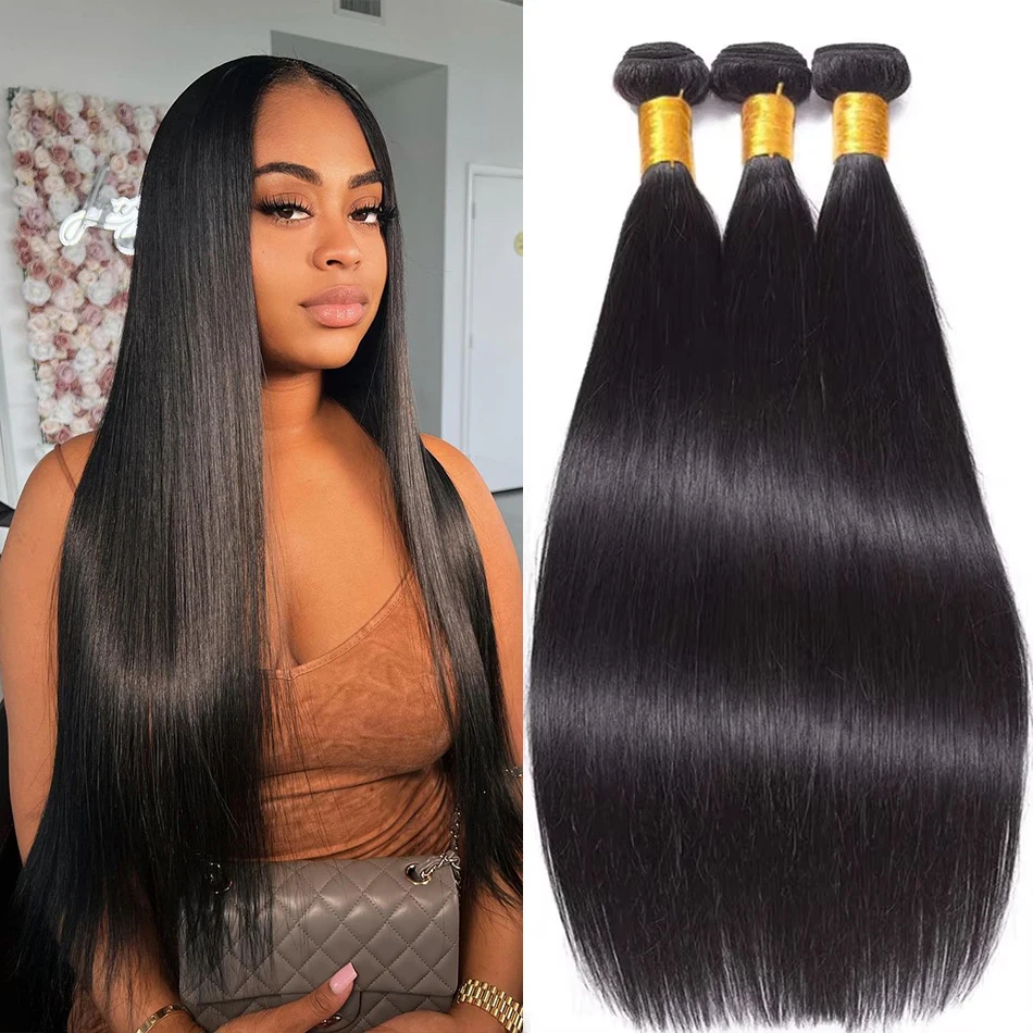 40 Inch Human Hair Bundles 12A Brazilian Raw Hair Weave Bundles 36 38 40 Inch Straight Human Hair Bundles Hair Extensions