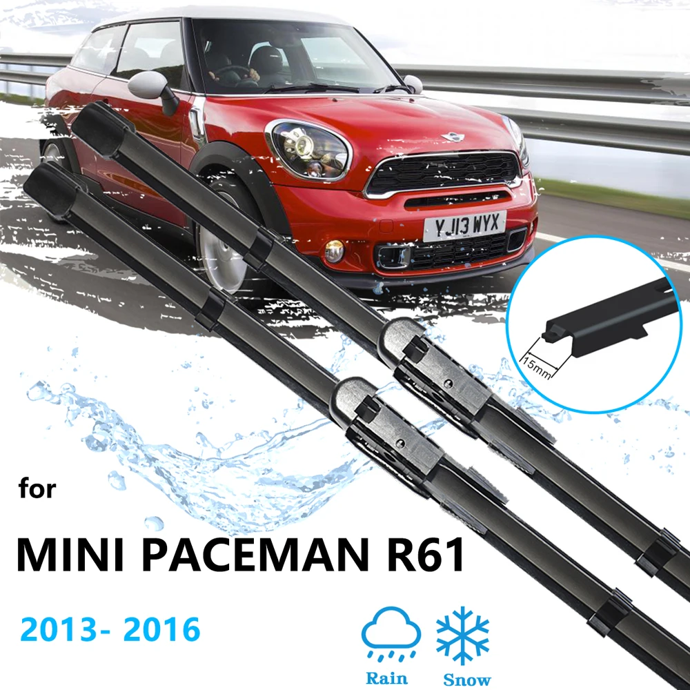 2x For MINI PACEMAN R61 2013 2014 2015 2016 Front Windshield Windscreen Wipers Blades Rubber Accessories Universal Car Cleaning