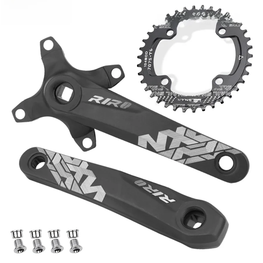 AliExpress riro RIRO Bicycle Crankset 104BCD Mountain Bike Square Hole MTB Crank Aluminum Alloy 170/175mm Narrow