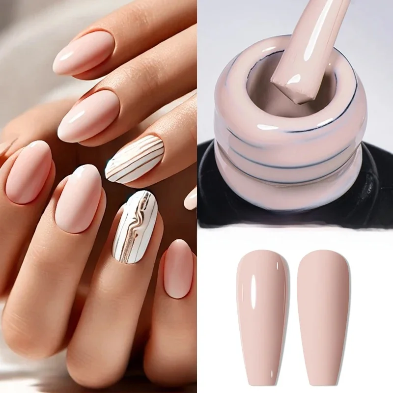 MEET ACROSS Vernis à ongles gel beige crème 7 ml – Vernis gel à tremper UV/LED longue durée pour des designs d'art d'ongle élégants de style français