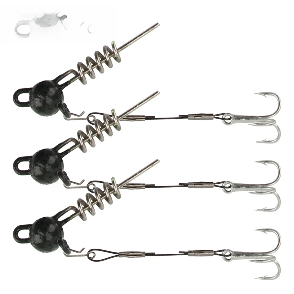 Spinpoler Screwball Jig Head Rig mit Stinger für weiche Angelköder Stahldraht Drillinge perfekt für Hechtbarsch Zander Bass