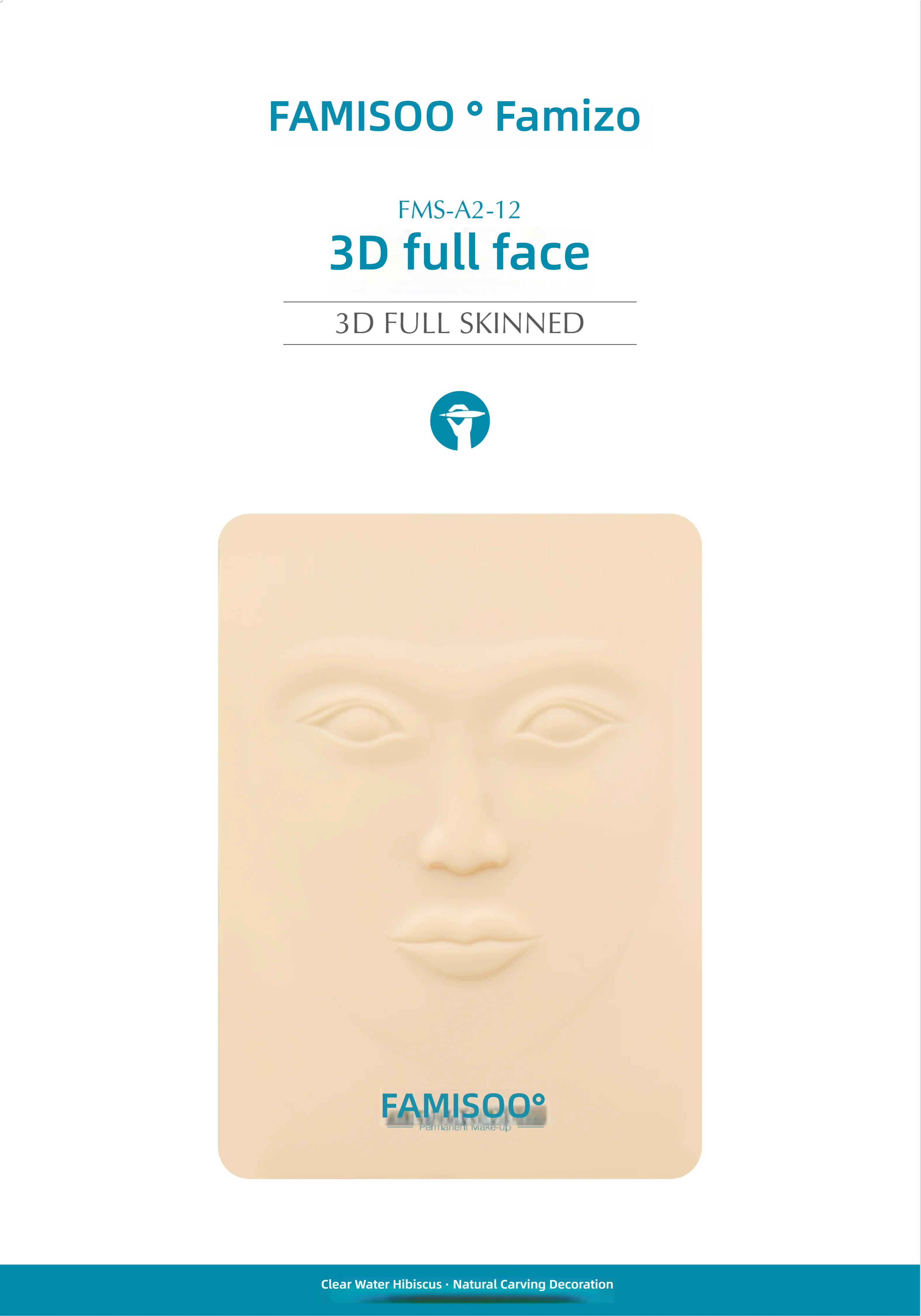 

FAMISOO3D Tattoo Practice Skin Full Face Silicone Skin Permanent Makeup Training Supplies Tattoo Accessories Double Sided Prin