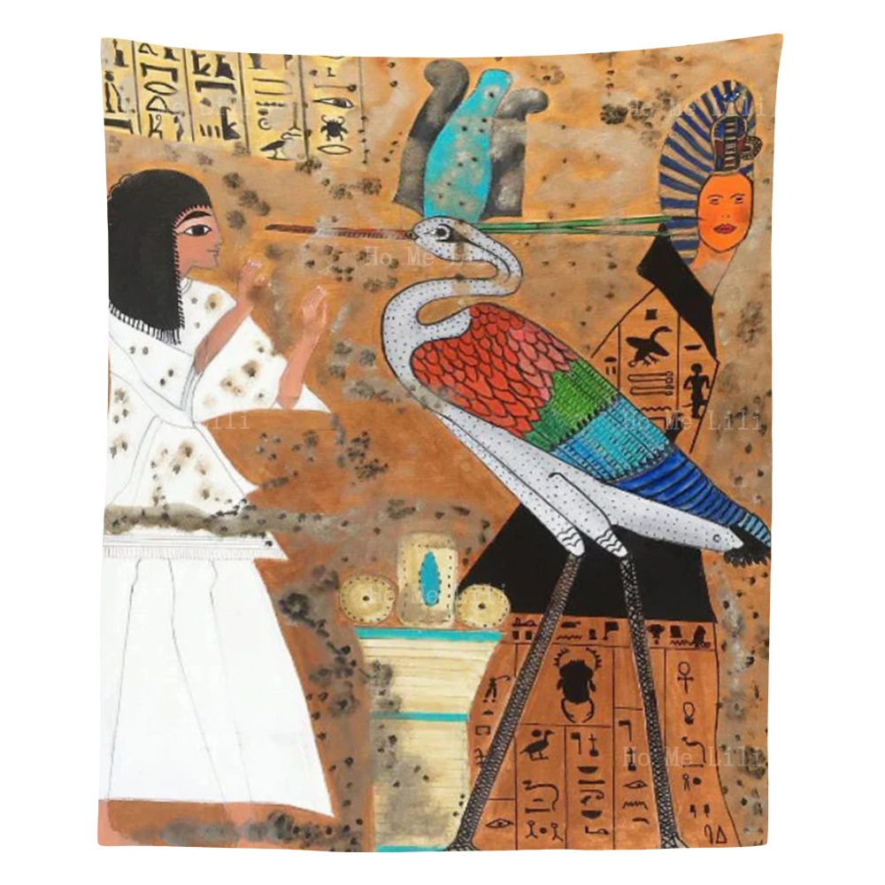 Ancient Egyptian Sun God Aten Hieroglyph On Papyrus The Kings Valley Pass Retro Tapestry By Ho Me Lili For Livingroom Decor