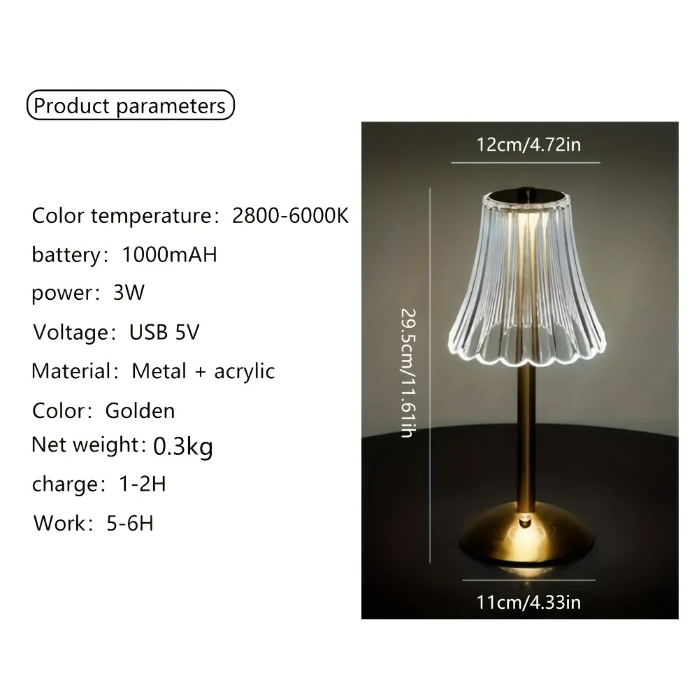 Tri-Tone LED Crystal Table Lamp with Wrought Iron Base - Perfect for Restaurants and Hotels