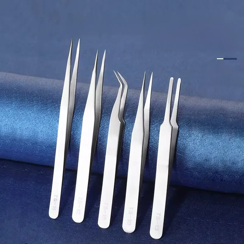 Pincettes antistatiques en acier inoxydable, entretien de précision, réparation industrielle professionnelle, outils manuels incurvés, pincettes électroniques