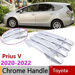 Car Scratch Resistant for Toyota Grand Prius+ V Prius A Wagon ZVW40 ZVW41 2020~2022 Chrome Sturdy Door Handle Cover Accessories