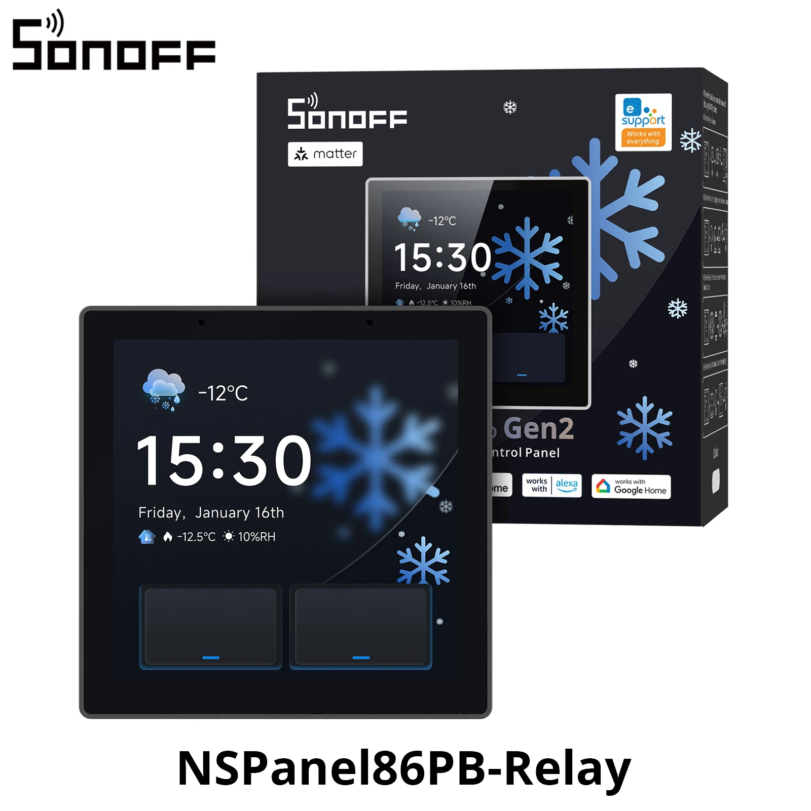 SONOFF NSPanel Pro Gen2 Intelligentes Haussteuerpanel im 86er-Format mit zweikanaligem Relais, Geräteintegration, kompatibel mit Apple Home über Matter