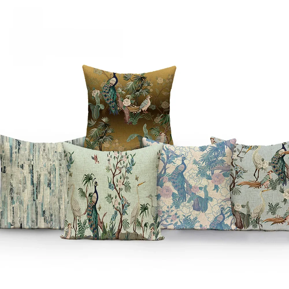 Vintage Flower Poszewka na poduszkę Retro Flamingo Home Poszewka dekoracyjna Poszewki na poduszki Jungle Plant Floral Poszewki na poduszki Kissen — zdjęcie 2