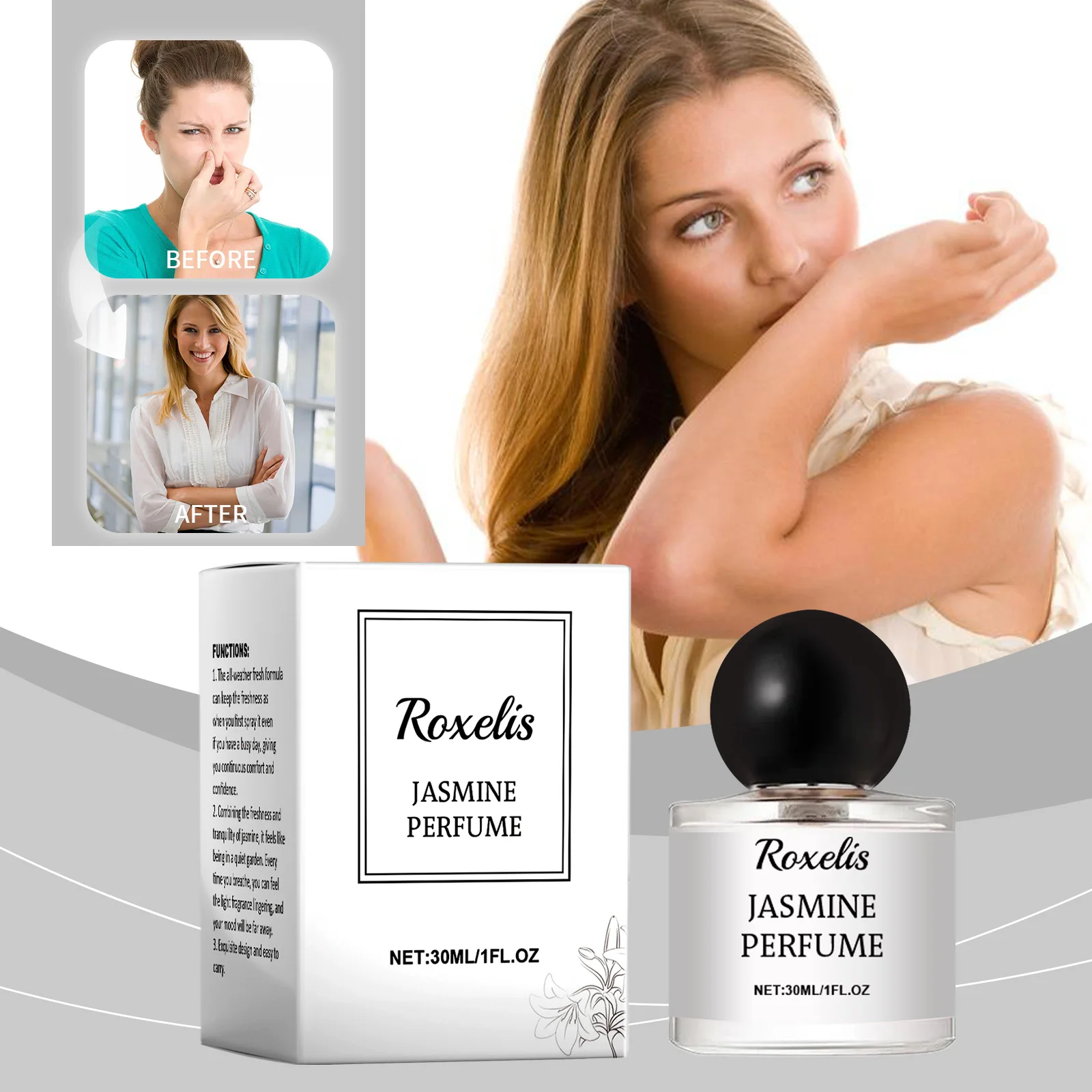 ROXELIS Jasmin Profumo Spray Fragranza Pianta Profumo floreale Migliorare la rinfrescante Incontri giornalieri Eleganza Profumi ai feromoni da donna ﻿