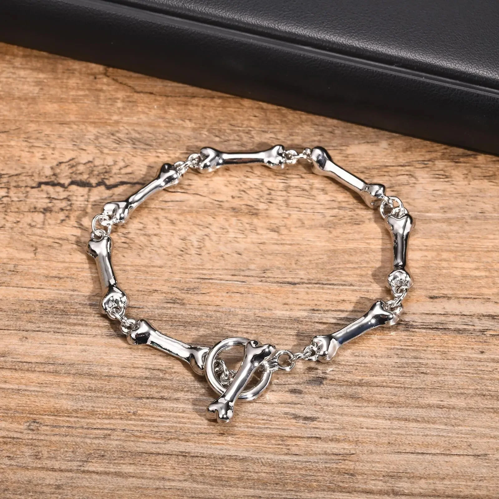 Bracelets à maillons de chaîne en os pour hommes et garçons, bracelet à chaîne en métal de 22CM avec boucle OT, nouveaux bijoux hip hop, cadeaux d'anniversaire