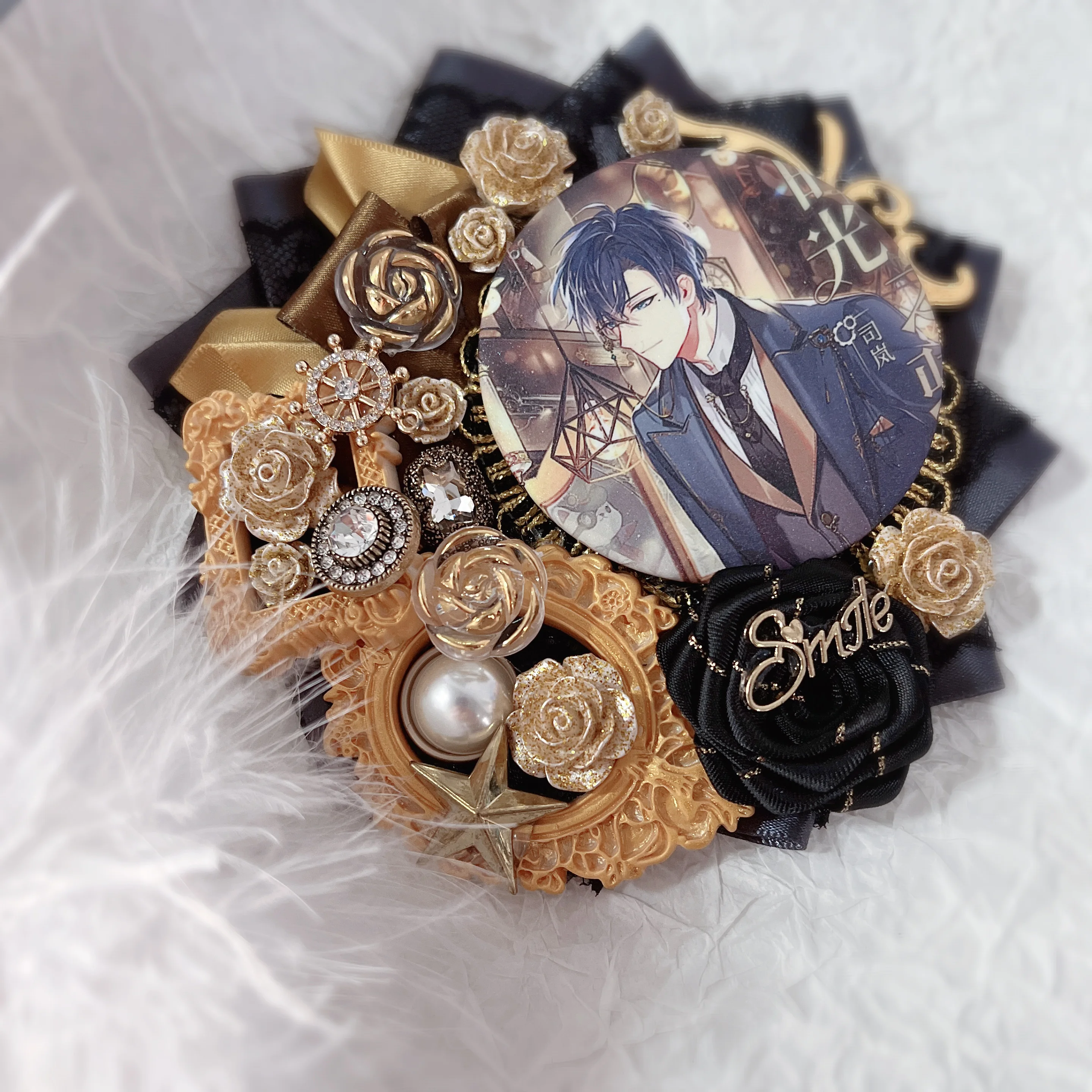 75mm Anime Badge Holder Women Handmade Ita Bag Lolita Lace Accessories for Badge Display Girls Itabag Accessories Decoration