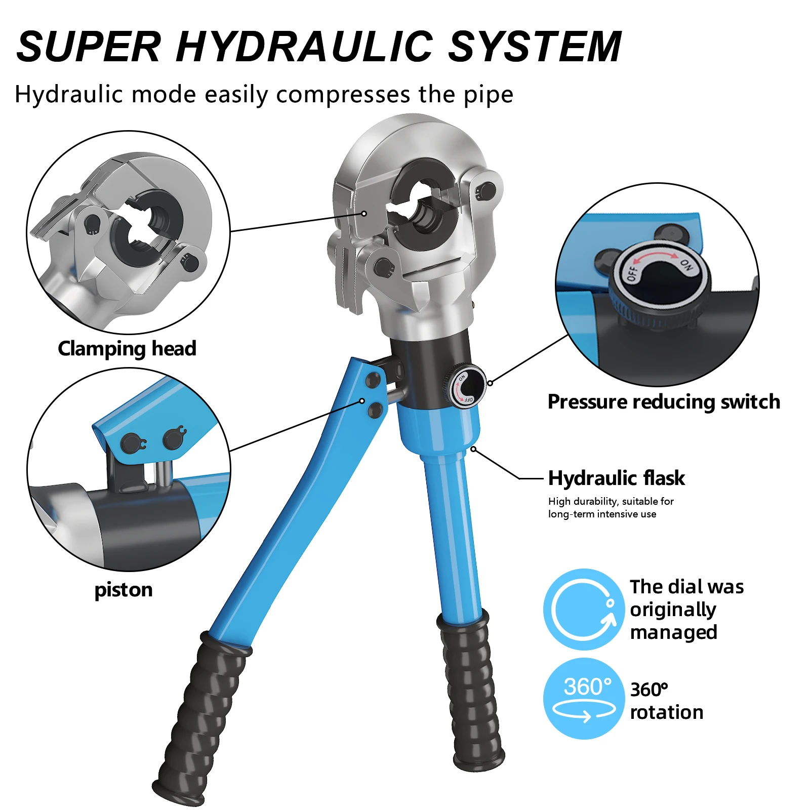 أداة العقص الهيدروليكية من النوع TH مع قوة لقط 360 درجة ° رأس دوار لأداة تجعيد أنابيب الحديقة الصناعية المنزلية #3