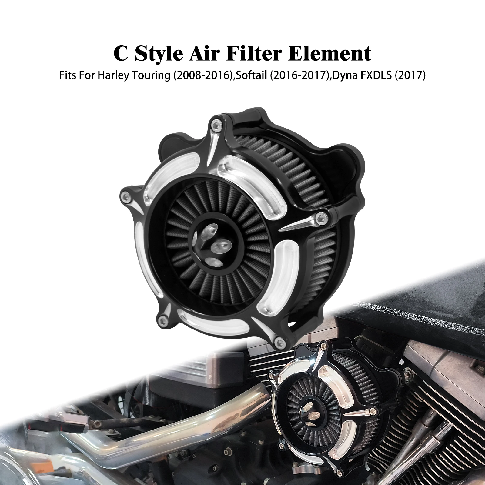 

Motorcycle Grey Intake Element Air Cleaner Filter For Harley Softail Fat Street Bob 2016 17 For Dyna FXDLS (2017) FLSTNSE (2014)