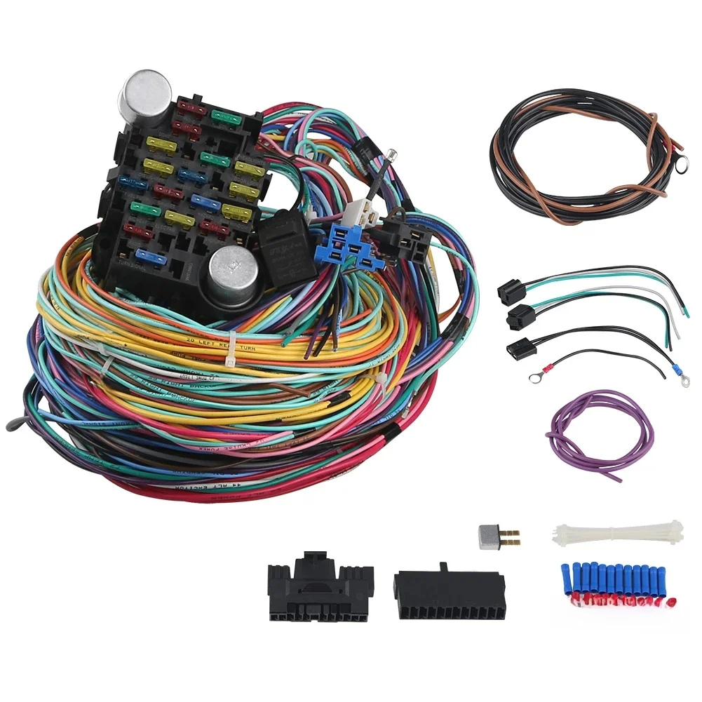 21-circuit automodificatie kabelboom universeel voor GM Ford en Mopar motorwissels lichten deursloten meters elektrische ramen - afbeelding 2