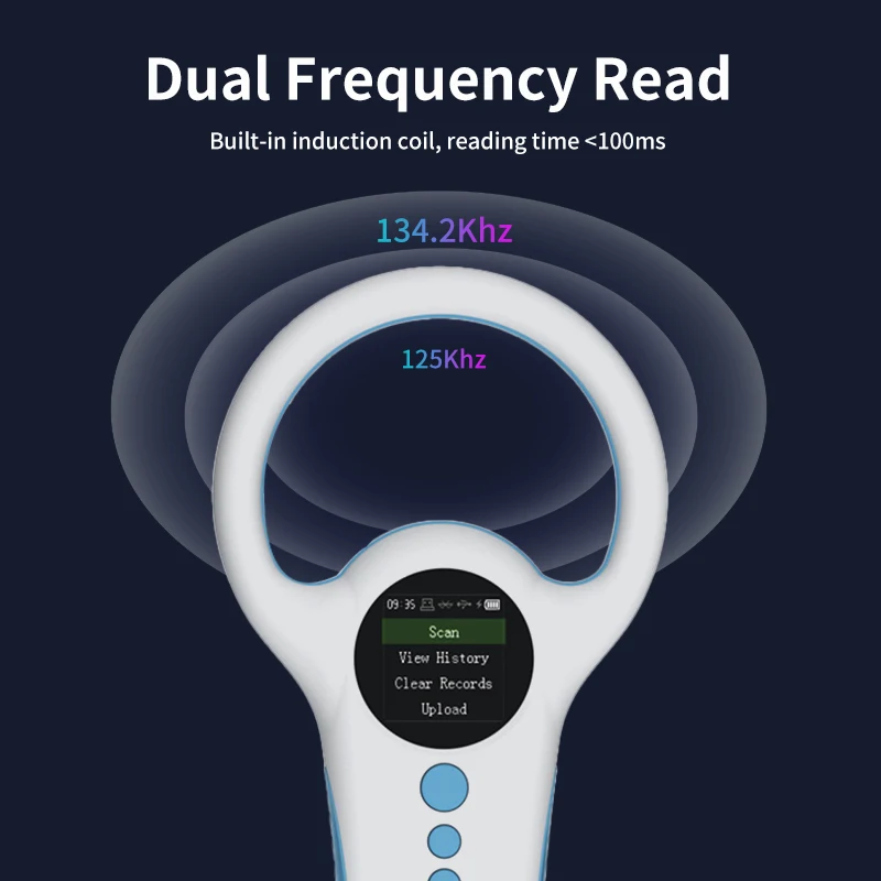 반려동물 마이크로칩 리더, 동물 칩 스캐너, 500 기록 메모리, 동물 태그 리더, 134.2Khz, 125Khz