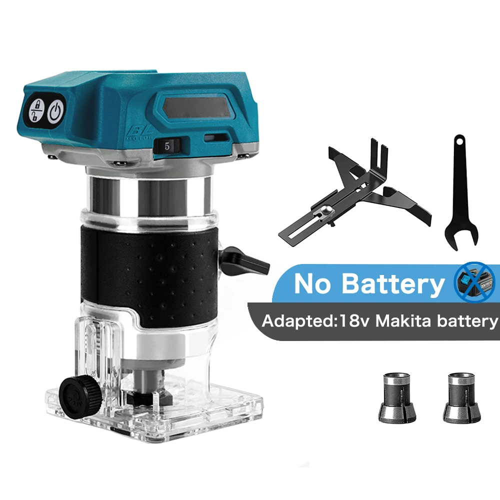 Brushless Wood Router Wood Trimmer Machine Electric Hand Trimmer Carpentry Tool Woodworking Trimming for Makita 18V No Battery