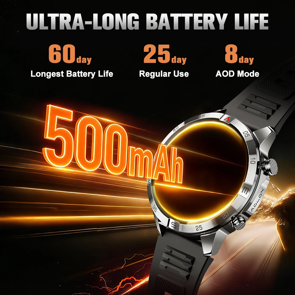 Outdoor Lighting Japanese - Aolon Militärische Smartwatch mit Kompass, Taschenlampe,