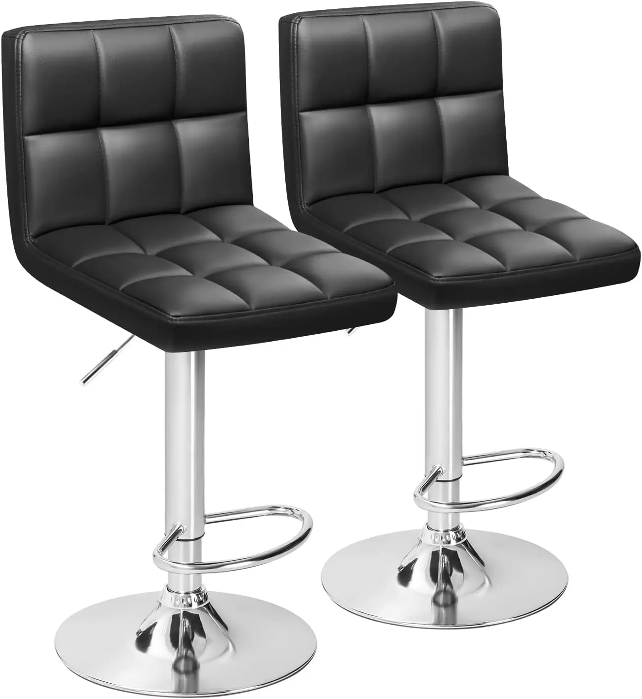 

Bar Stools Modern Pu Leather Swivel Adjustable Hydraulic Bar Stool Square Counter Height Stool Set of 2 armless