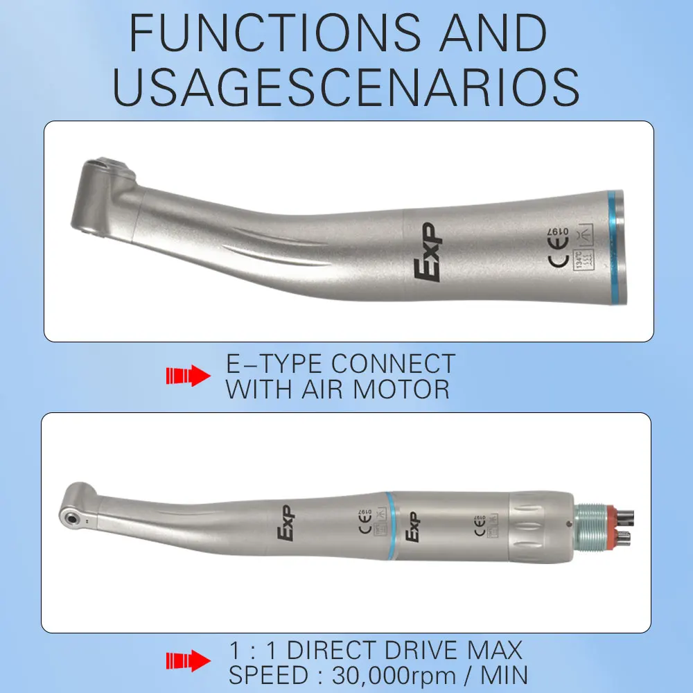Exp wewnętrzny dentystyczna stal nierdzewna natrysku wody niska prędkość kątnica przycisk 40,000 obr./min kompatybilny z napędem 1:1 wiertłami ø