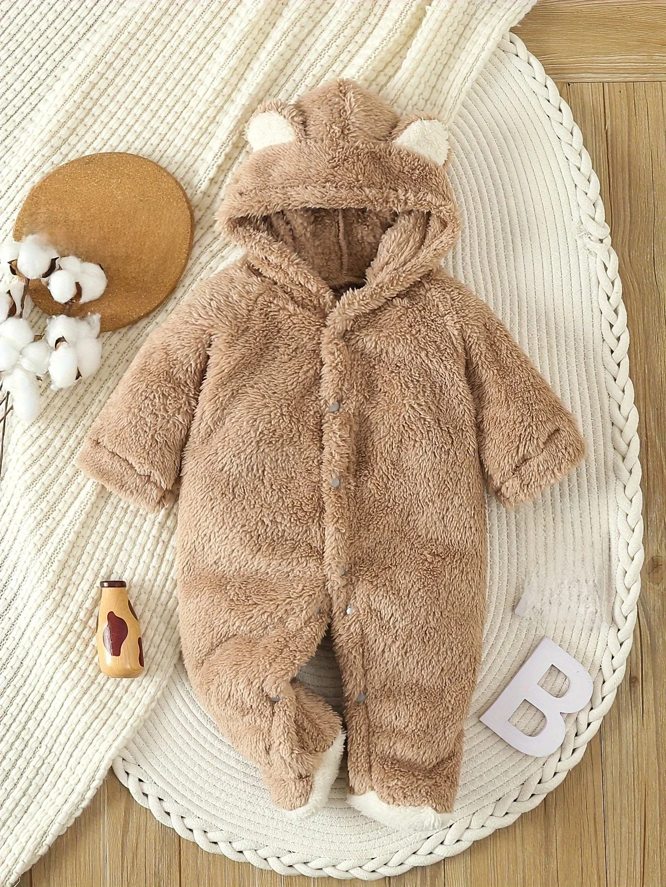Neugeborenen Baby Strampler Frühling Herbst Warme Fleece Baby Jungen Kostüm Baby Mädchen Kleidung Tier Baby Pyjamas Mit Kapuze Overalls 0-1Y