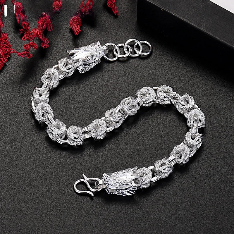 Bracelets tête de dragon en argent Sterling 925 pour hommes et femmes, bijoux de créateur de mode, cadeaux de fête de mariage et de vacances