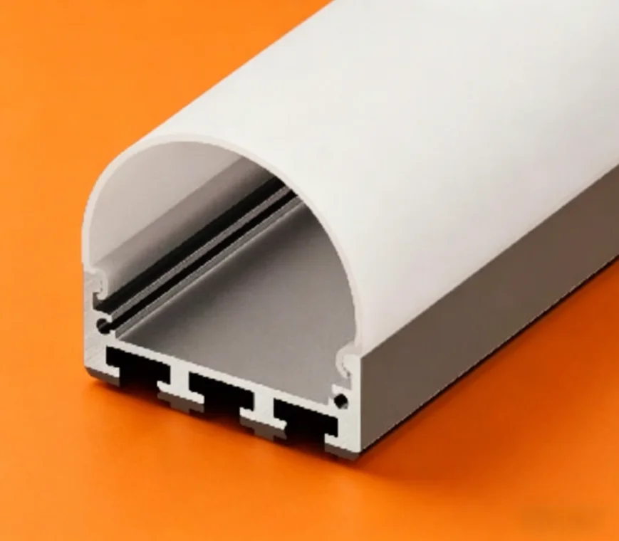 45mm  wide  aluminum channel  housing  with  round diffuser and  end caps  with  screw image 6