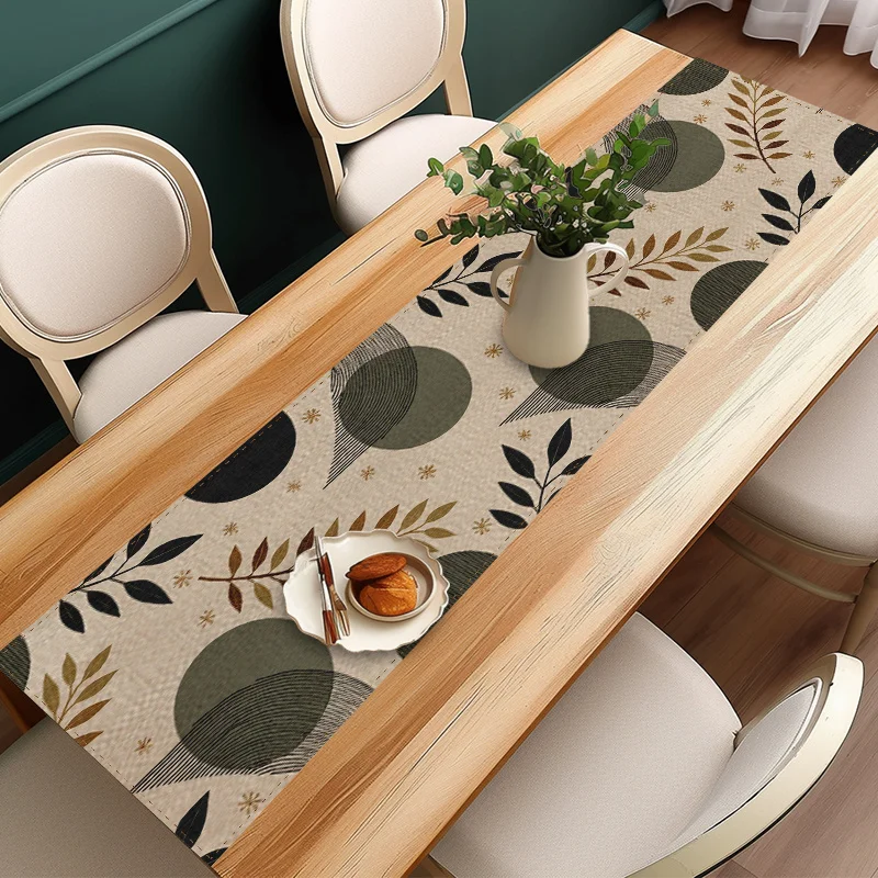 1 Piece of Modern Table Runner with Geometric Patterns in Beige Design, Suitable for Celebrations, Table Decoration, Home Decor, and Family Gatherings
