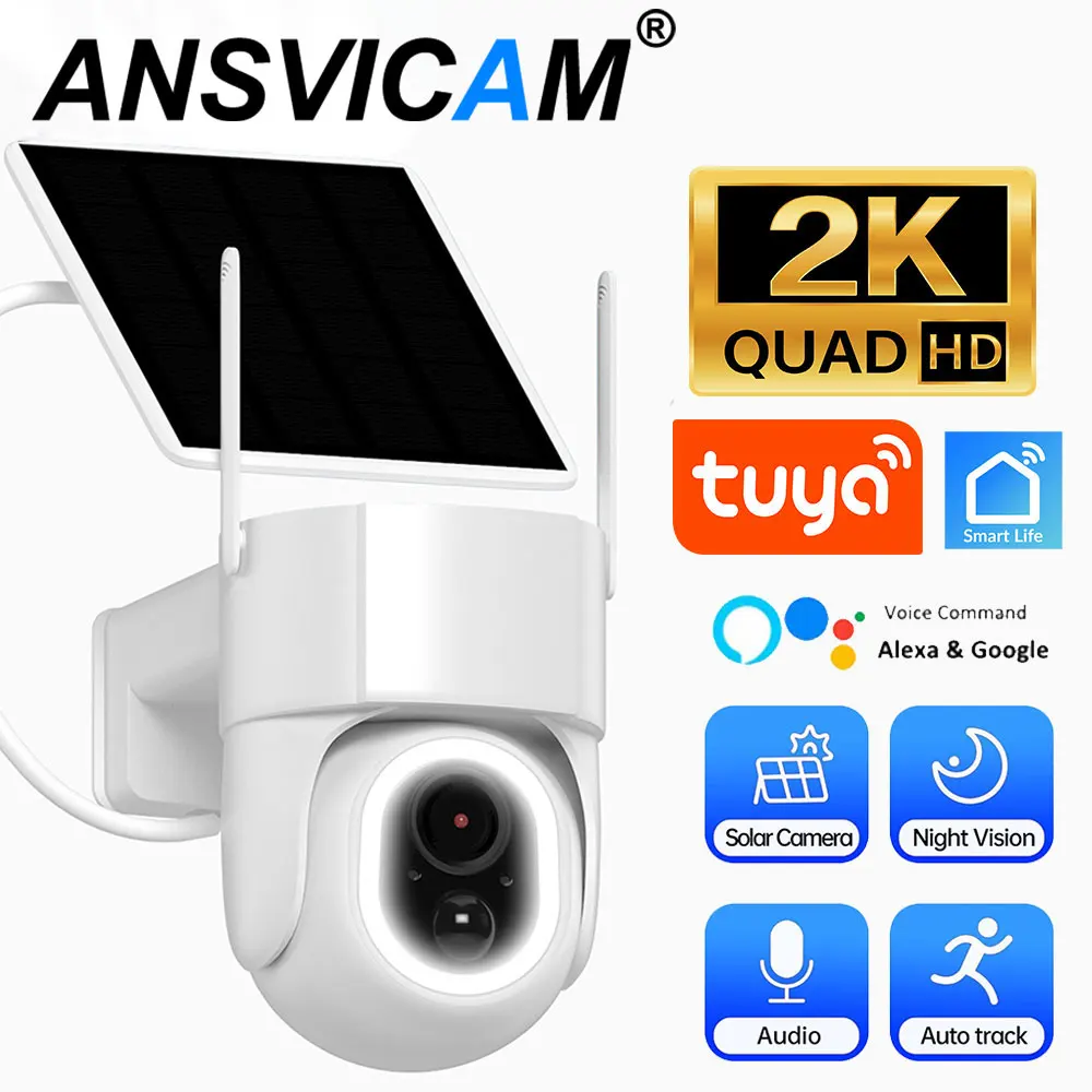 

5-мегапиксельная HD беспроводная солнечная уличная Wi-Fi камера со встроенным аккумулятором и солнечной панелью PTZ-камера PIR-обнаружение движения видеонаблюдение