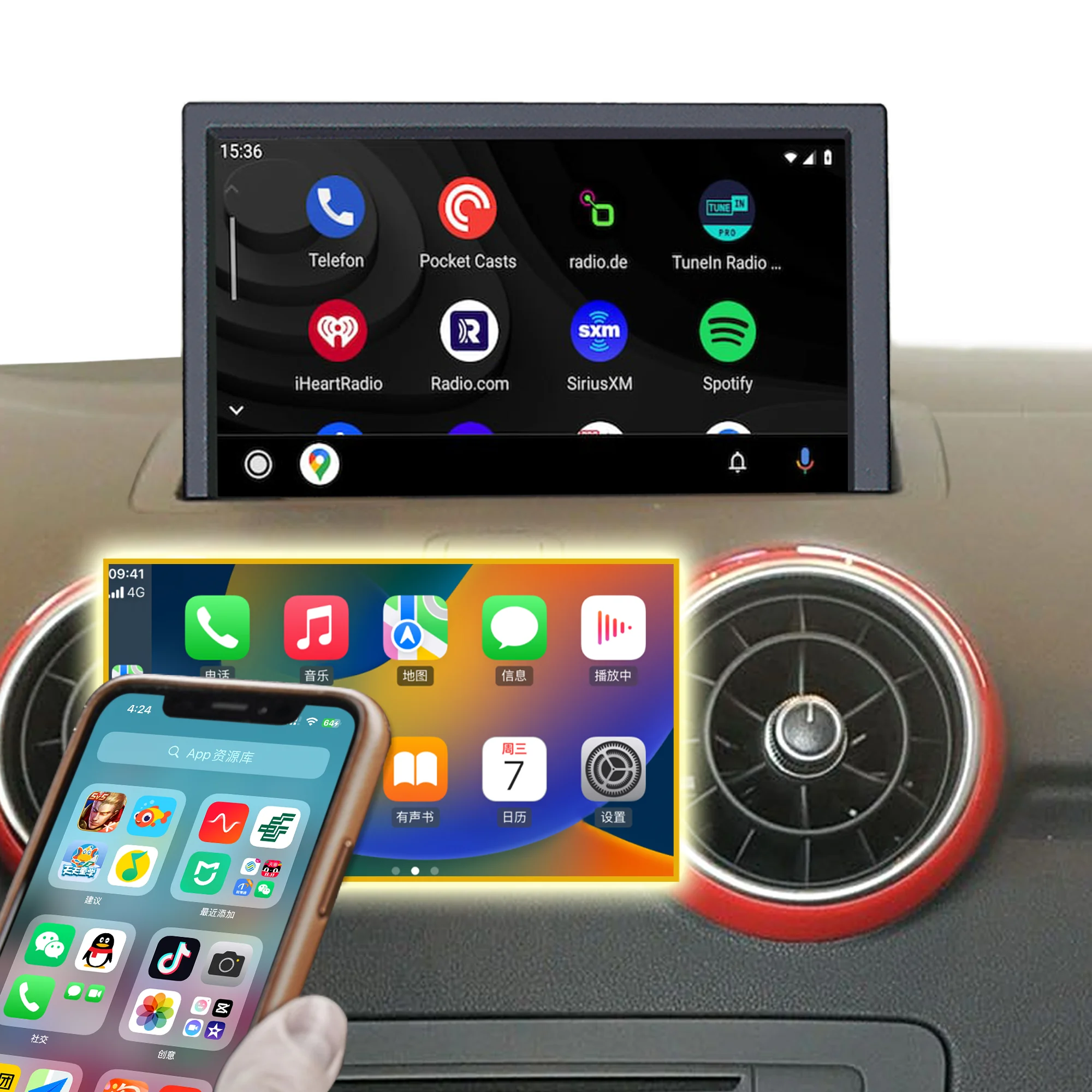 

For Audi A1 8x MMI 3G Auto Radio 7.0 inch Android 14 system CarPlay SWC MirrorLink GPS live navigation Bluetooth DAB audio radio