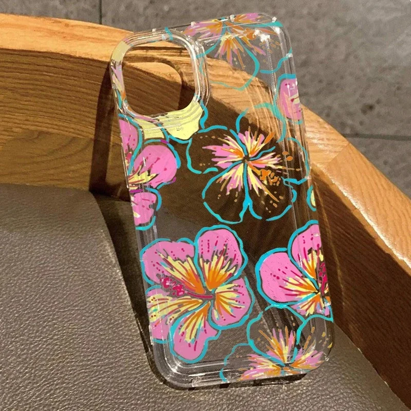 Coque de téléphone transparente à motif de fleurs, étui antichoc pour iPhone 17 16E 16 15 14 13 12 11 Pro Max Air XR X XS 7 8 Plus SE2