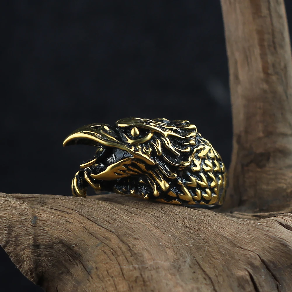 Embrace Your Wild Side with our 925 Sterling Silver Falcon Face Ring 10gr B gold High Quality Gift Of Jewelry birthday