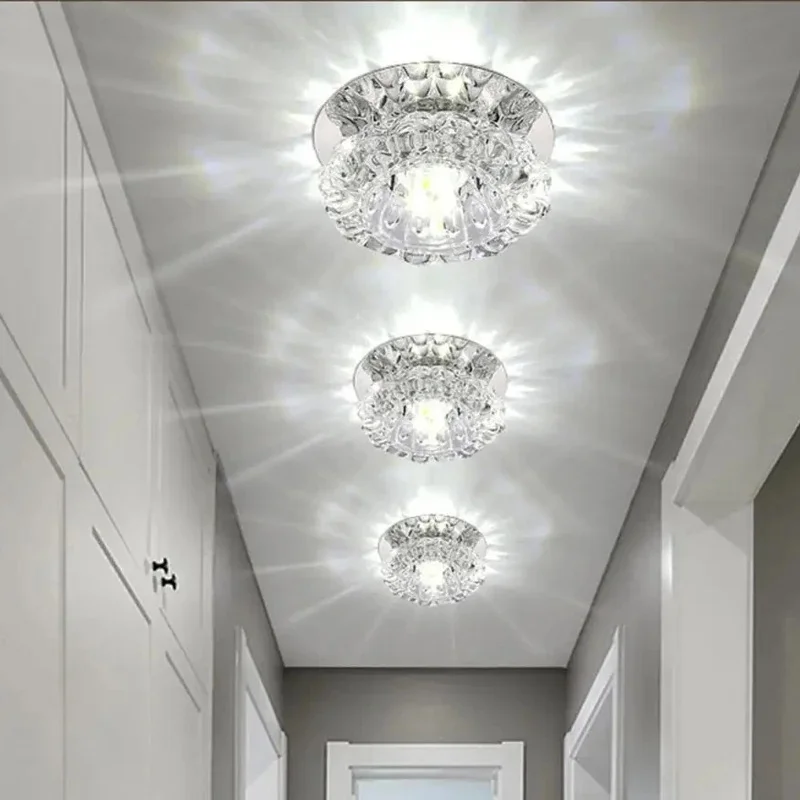 LED Ceiling Lights 3W 5W 10W Modern Crystal Aisle Flush LED Ceiling Lamp for Living Room Surface Mounted Downlight AC 85-265V