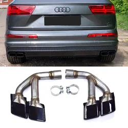 304 Stainless Steel Exhaust Tip For 2016-2018 Audi Q7 4M 2.0t 3.0t Up To SQ7 Quad Square Tips Black Silver Nozzle Muffler Tip