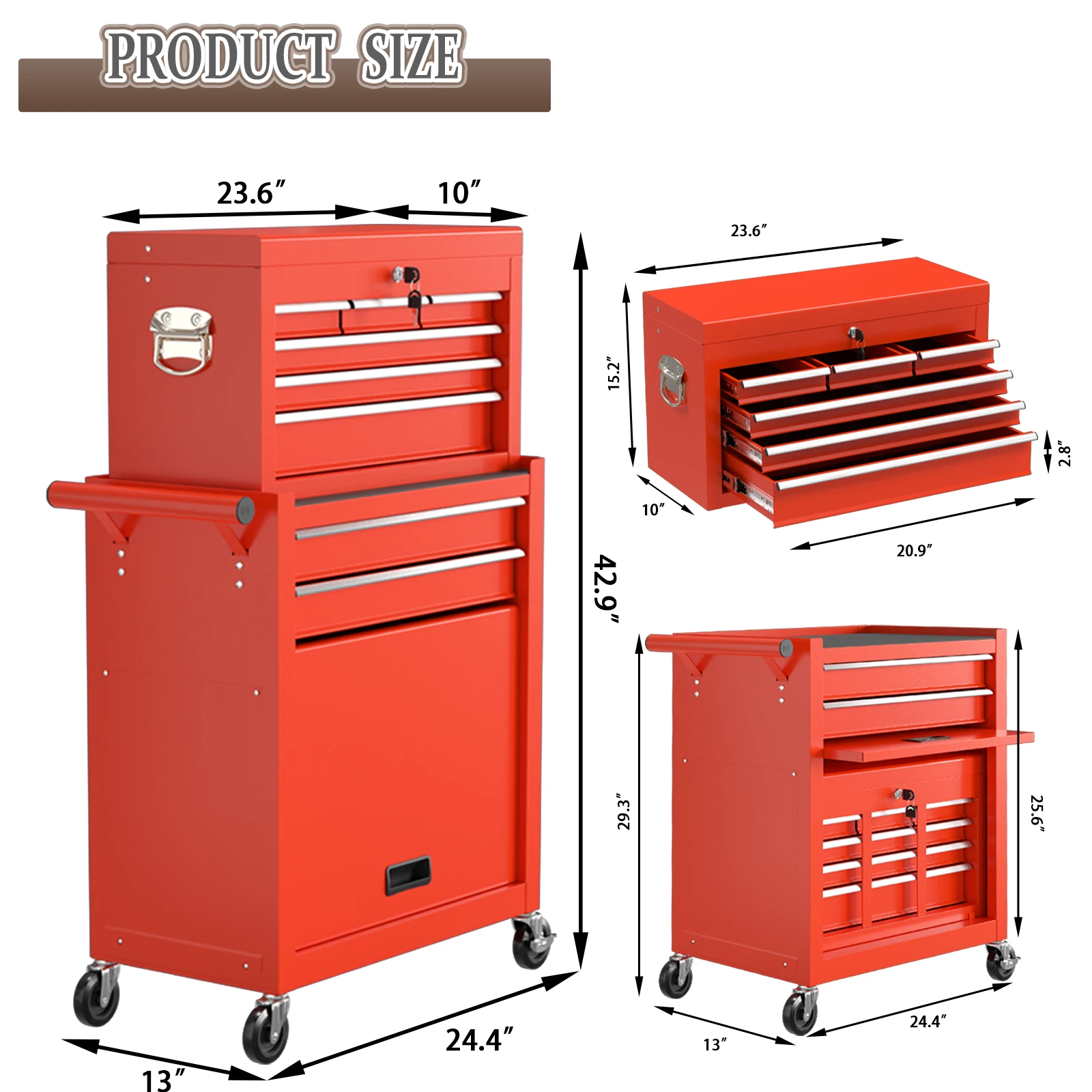 8 drawer tools chest,RED