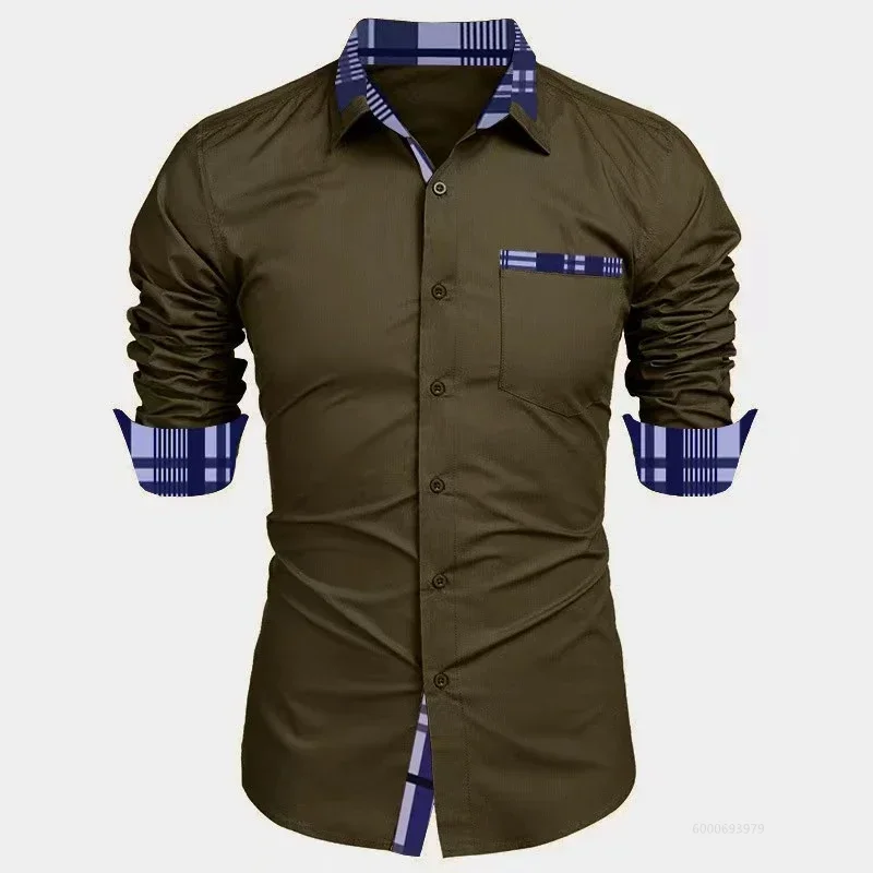 

2025 new men's long-sleeved shirt business office button-down shirt loose style oversized size XS-6XL soft fabric