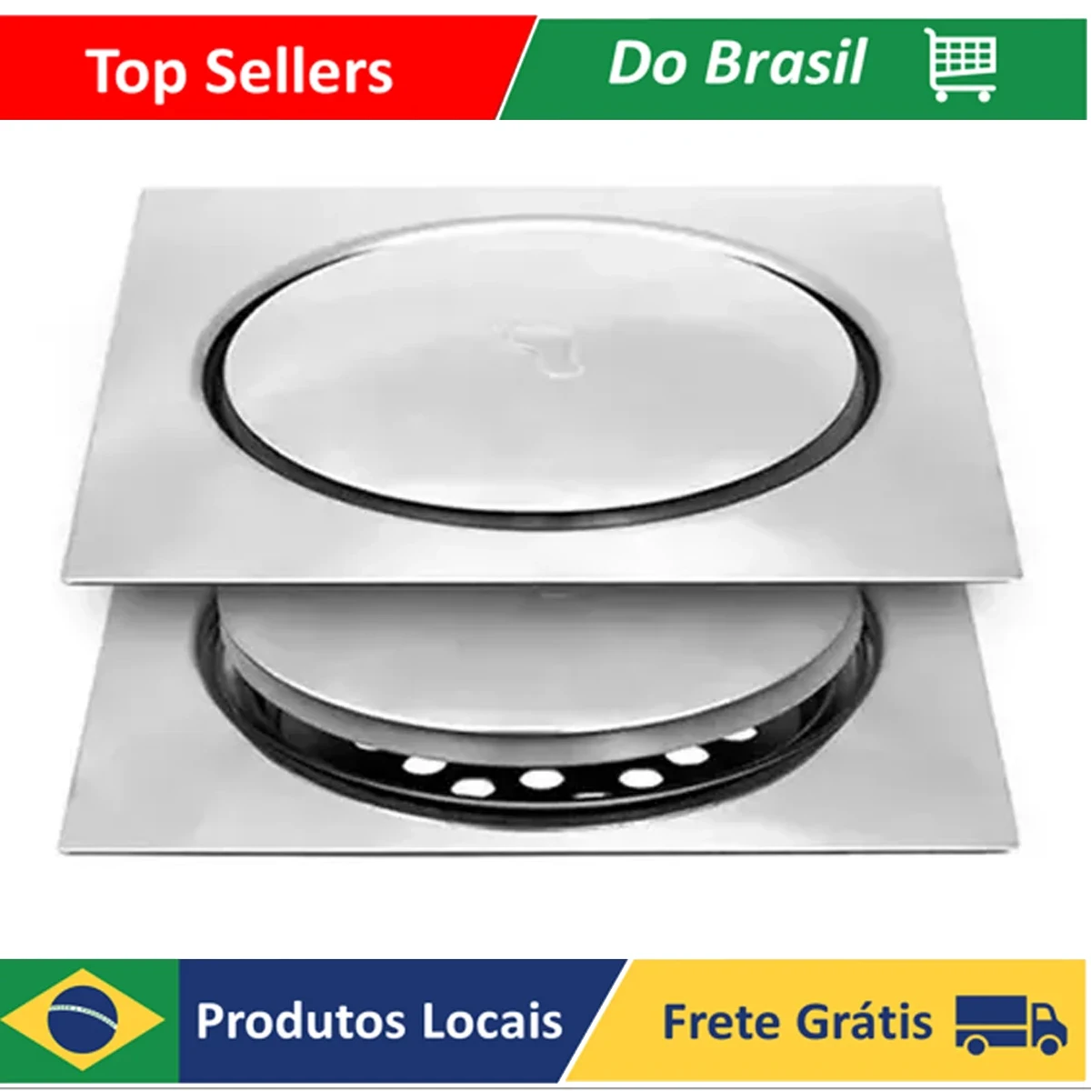 Ralo Inteligente Click Up Para Banheiro 15x15 Inox Cromado F9001 Luuk Young