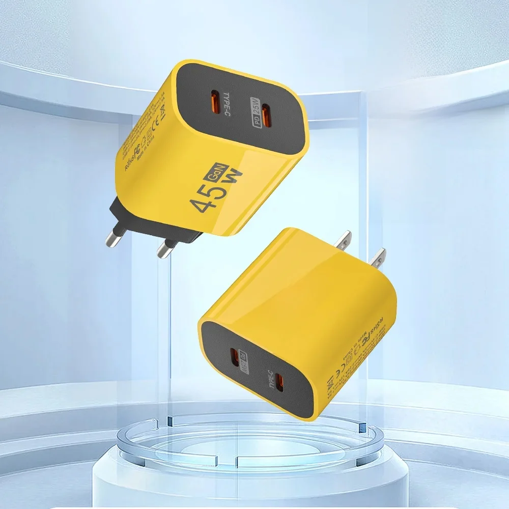 Chargeur USB C 45W, chargeur rapide double Type C, chargeur mural PD, charge rapide pour Samsung Galaxy S23 Ultra/note 20/MacBook/iPad