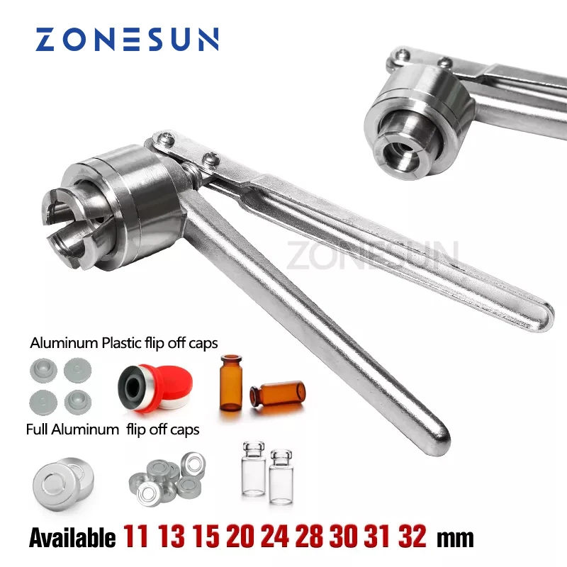 

ZONESUN Vial Crimper 13 20mm Glass Bottle Sealing Machine Manual Stainless Steel Vial Crimpers Hand Sealing Tool