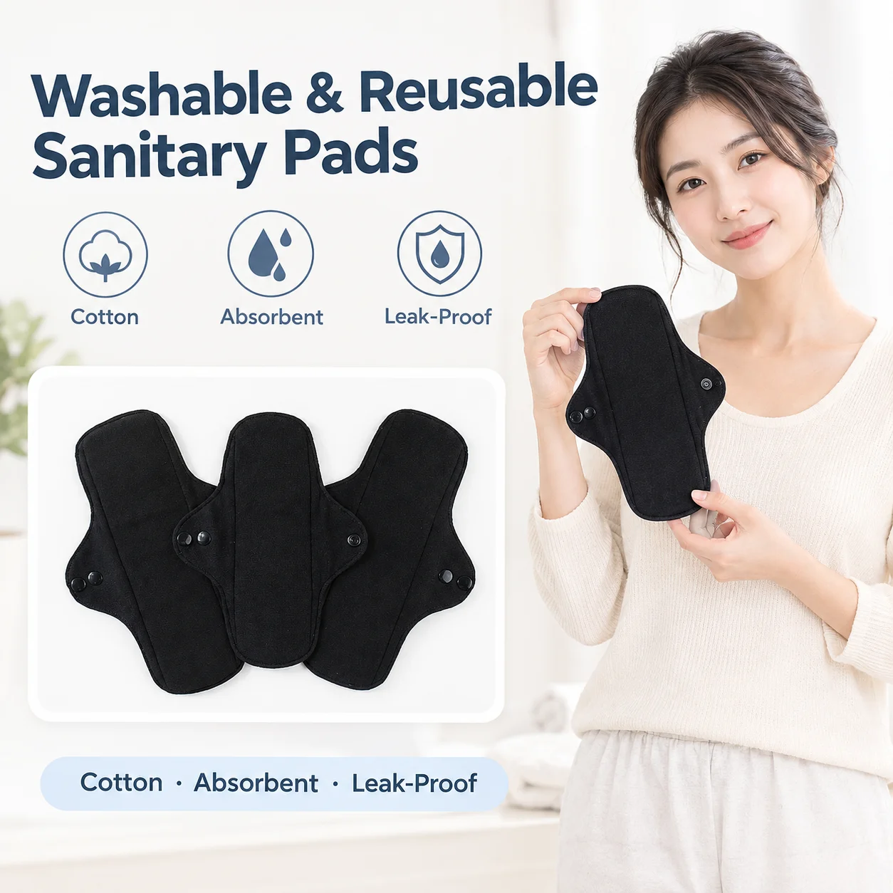 Cloth Pad Reusable - Set di 5 Assorbenti Lavabili in