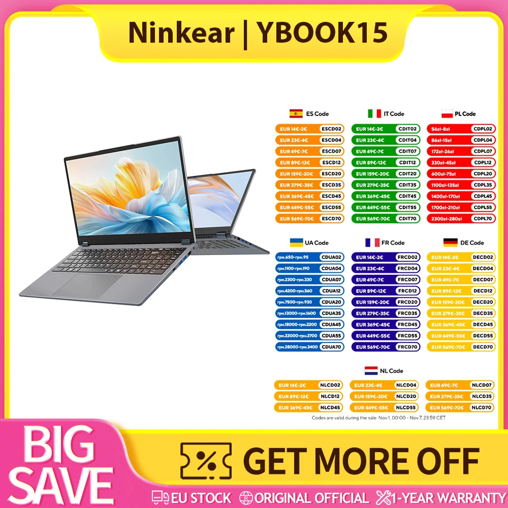 Ninkear YBOOK15 2-in-1-Laptop, 360 °   Flip 15,6 Zoll 1920*1080 Touchscreen, AMD Ryzen 3 3200U 2 Kerne max. 3,5 GHz, 16 GB RAM 512 GB SSD, 2,4/5 GHz WiFi Bluetooth 4.2, 1*USB3.0, 2*USB2.0, 1*Typ-C (nur Daten), 1*HDMI, 1*RJ45, 1*Kopfhöreranschluss, 38 Wh
