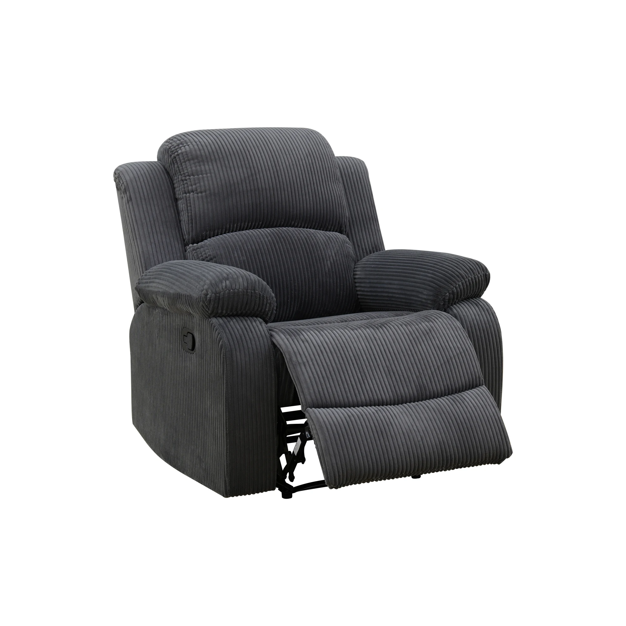 Multi-Functional Smart Sofa - Soft Dark Grey Corduroy Recliner with Dual-Layer Spring Support & Solid Wood Frame - Adjustable Backrest (110-115 Degrees) for Living Room & Bedroom