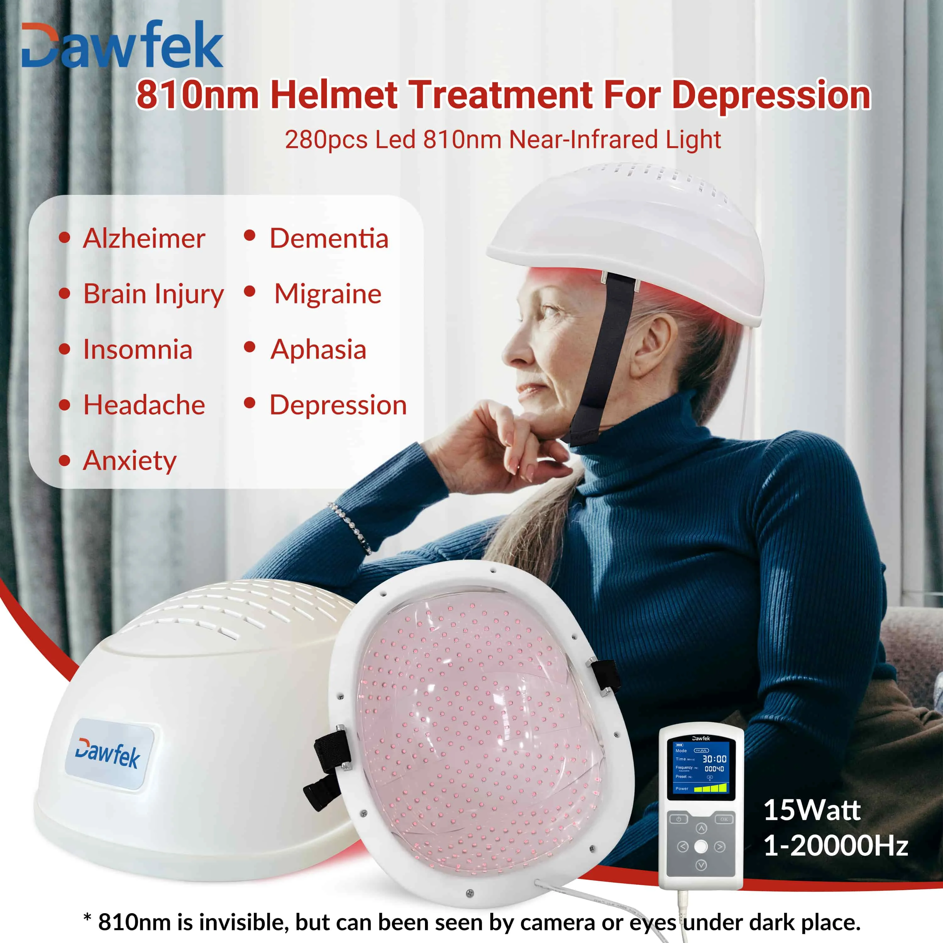 Dawfek 810Nm Red Light Therapy Helmet For Dementia Promotes Nerve Repair Suitable For Hospitals Clinics Families