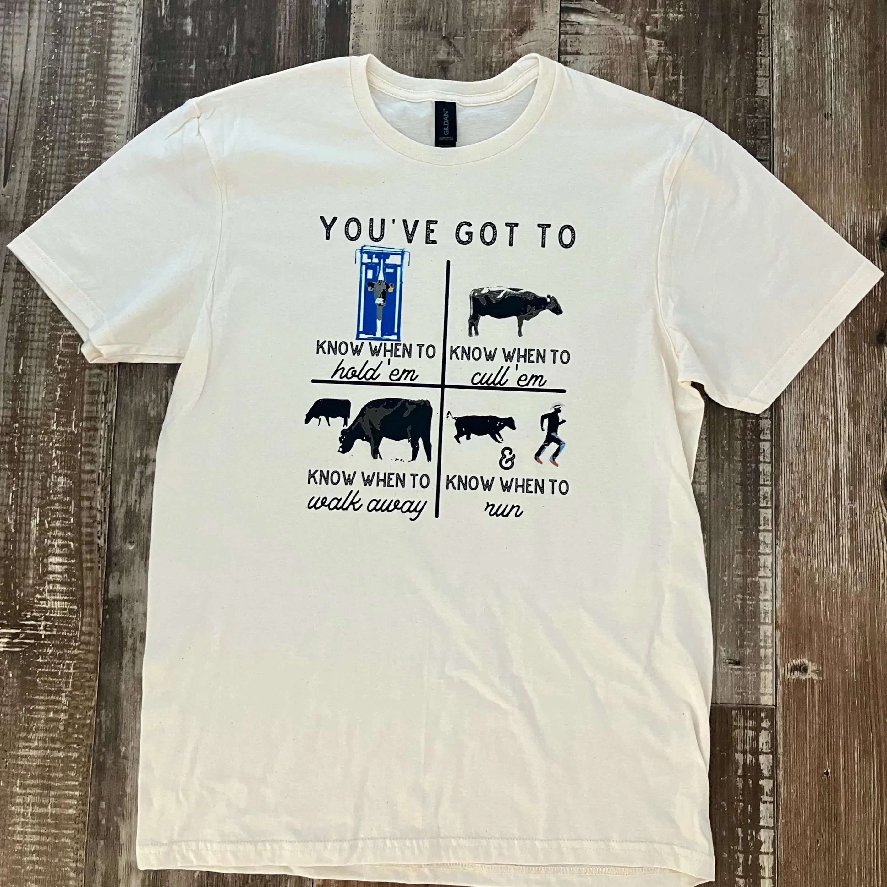 

Футболка с надписью "You've Got To Know When To Hold 'Em" для фермеров - для фермеров, любителей загородной жизни и коллекций в западном стиле