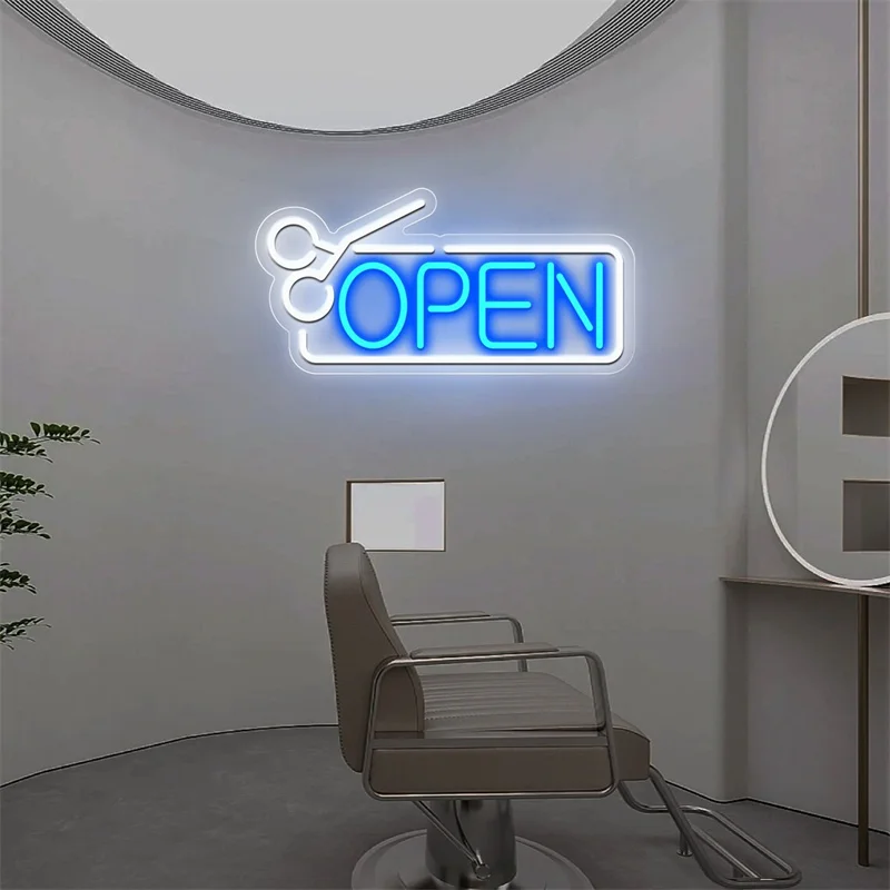 Open Neon Sign, Barber Shop Neon Sign, Open Logo Office Store Sign, Custom Neon Sign For Shop, Door Sign Decor