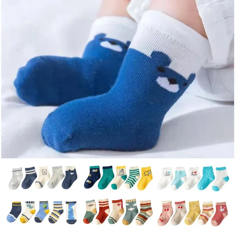 5 paires bébé chaussettes fille garçon enfant en bas âge chaussettes coton bébé automne été mignon dessin animé animaux enfants enfants chaussettes